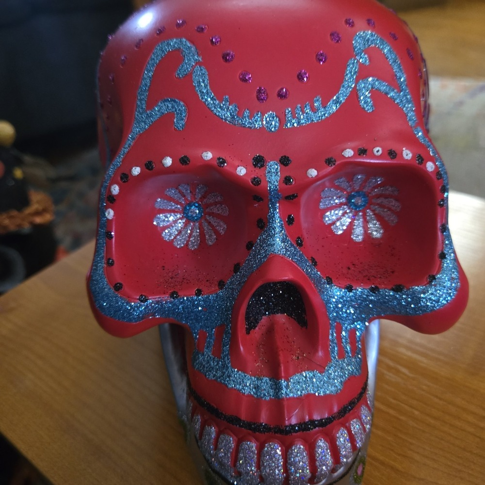 Christopher Radko Red Sugar Skull Figurine 2014 Home for the Holidays Halloween